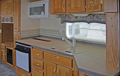 Rental trailer interior at Pine Crest Campground