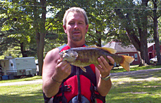 20" Smallmouth Bass caught in the river at Pine Crest Campground!